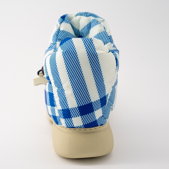 size 42eu 9us Burberry Pillow Boots Hunter Blue White Check Padded Drawstring - Picture 8 of 14
